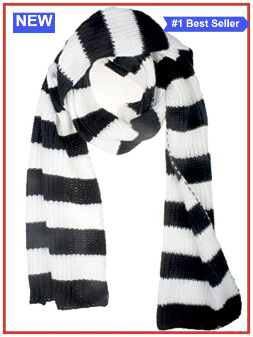 Striped Winter Scarf 100% Acrylic Fringed 67x10 for Coats Travel